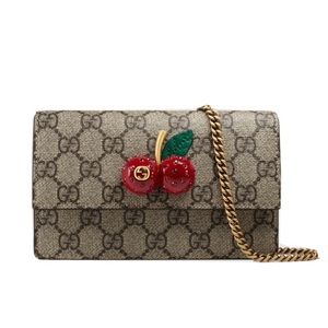 GUCCI GG Supreme Mini Crossbody Wallet Bag With Cherries 481291